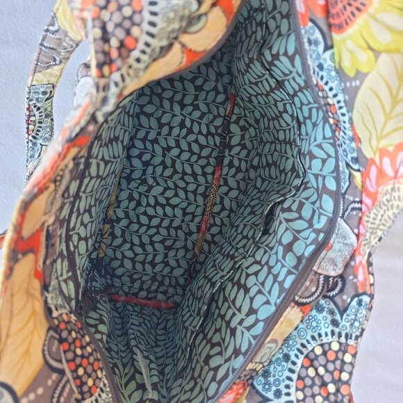 💙 Vera Bradley Floral Colorful Cotton Tote Bag Cottage Boho Prairie Natural Hip - Picture 4 of 8